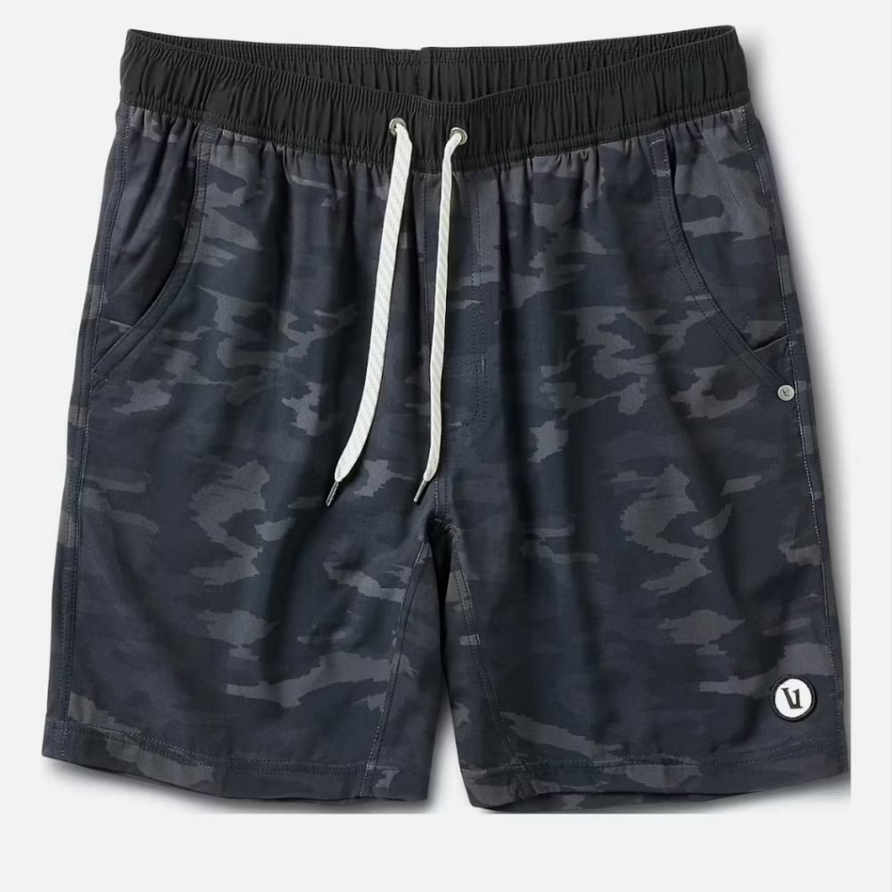 Vuori Men's Dark Gray Black Camo Lined Shorts Size Small